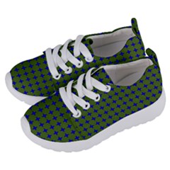 Mod Circles Green Blue Kids  Lightweight Sports Shoes by BrightVibesDesign