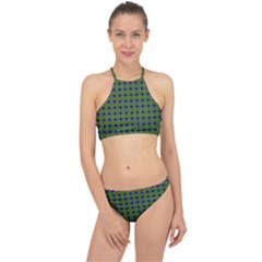 Mod Circles Green Blue Racer Front Bikini Set