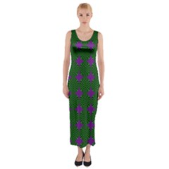 Mod Green Purple Circles Pattern Fitted Maxi Dress by BrightVibesDesign