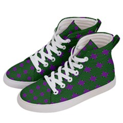 Mod Green Purple Circles Pattern Women s Hi-top Skate Sneakers by BrightVibesDesign