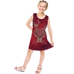 Wonderful Decorative Heart In Gold And Red Kids  Tunic Dress by FantasyWorld7