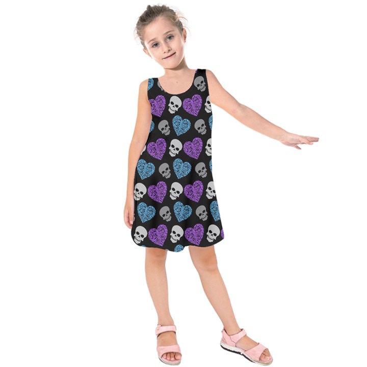 Skulls And Hearts Kids  Sleeveless Dress