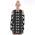 Black And White Pattern Velvet Long Sleeve Shoulder Cutout Dress View2