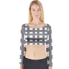 Seamless Stripe Pattern Lines Long Sleeve Crop Top by Simbadda