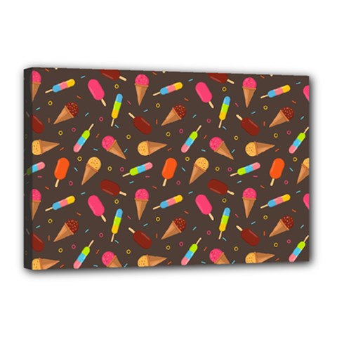 Ice Cream Pattern Seamless Canvas 18  X 12  (stretched) by Simbadda