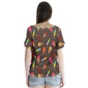 Ice Cream Pattern Seamless V-Neck Flutter Sleeve Top View2