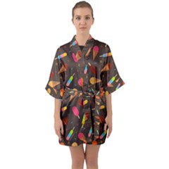 Ice Cream Pattern Seamless Quarter Sleeve Kimono Robe by Simbadda
