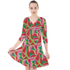 Melon Quarter Sleeve Front Wrap Dress by awesomeangeye