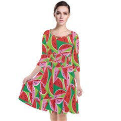 Melon Quarter Sleeve Waist Band Dress