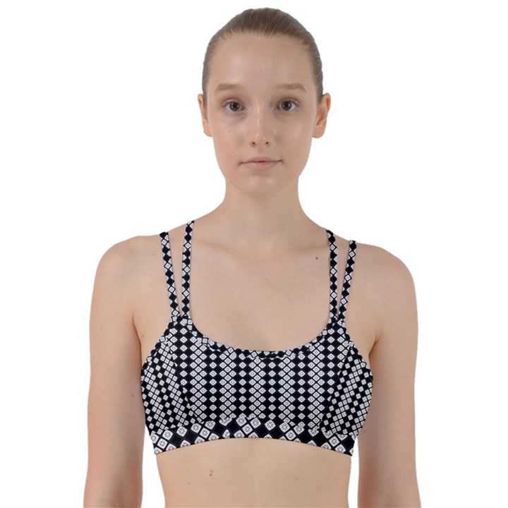 Black And White Texture Line Them Up Sports Bra