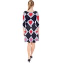 Diamonds Hearts Mosaic Pattern Quarter Sleeve Front Wrap Dress View2