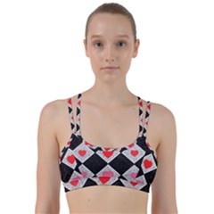 Diamonds Hearts Mosaic Pattern Line Them Up Sports Bra by Simbadda