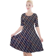 Rattan Wood Background Pattern Quarter Sleeve A-line Dress