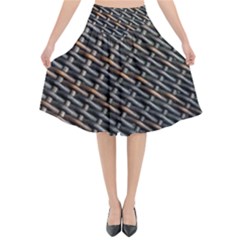 Rattan Wood Background Pattern Flared Midi Skirt by Simbadda