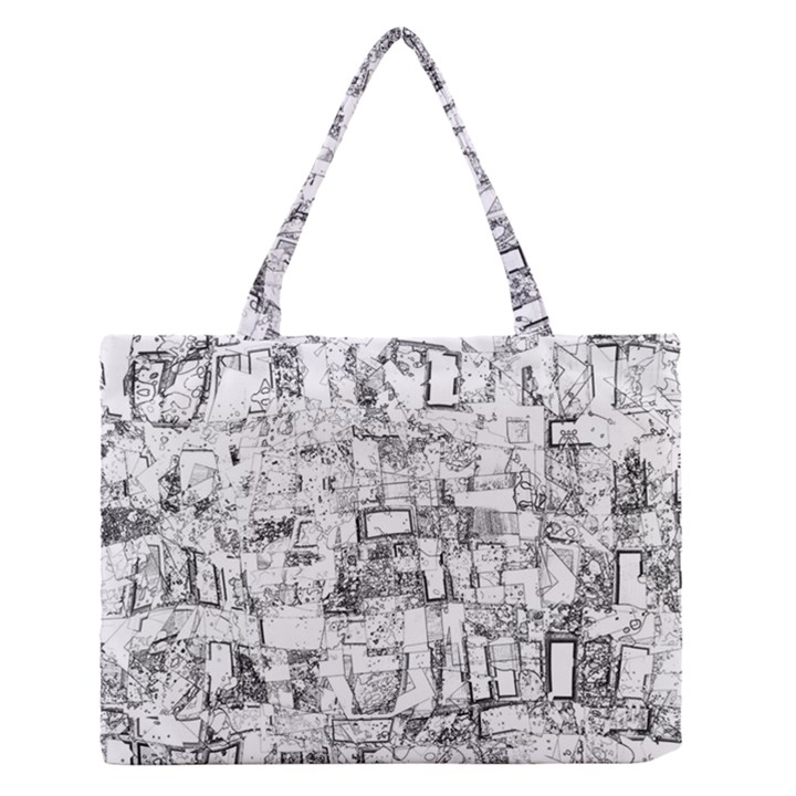 Black And White Background Wallpaper Pattern Zipper Medium Tote Bag