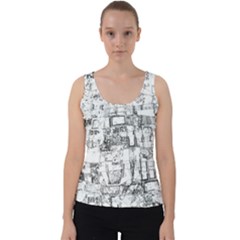 Black And White Background Wallpaper Pattern Velvet Tank Top by Simbadda