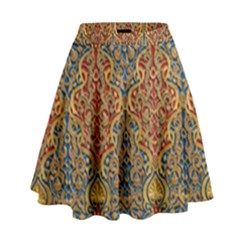 Wall Texture Pattern Carved Wood High Waist Skirt by Simbadda