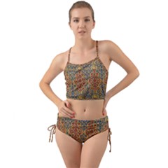 Wall Texture Pattern Carved Wood Mini Tank Bikini Set