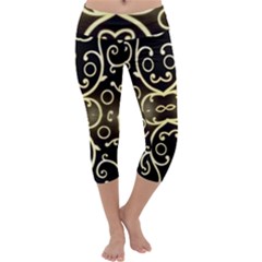 Black Embossed Swirls In Gold By Flipstylez Designs Capri Yoga Leggings
