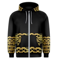 Black Vintage Background With Golden Swirls By Flipstylez Designs  Men s Zipper Hoodie by flipstylezfashionsLLC