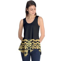 Black Vintage Background With Golden Swirls By Flipstylez Designs  Sleeveless Tunic