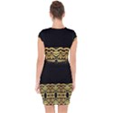 Black Vintage Background With Golden swirls By FlipStylez Designs  Capsleeve Drawstring Dress  View2
