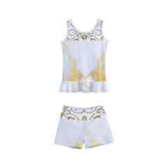 Ivory Marble  In Gold By Flipstylez Designs Kid s Boyleg Swimsuit by flipstylezfashionsLLC