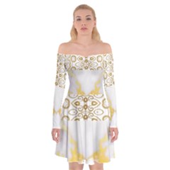 Ivory Marble  In Gold By Flipstylez Designs Off Shoulder Skater Dress by flipstylezfashionsLLC