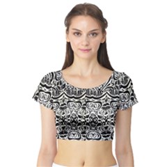 Vintage Black Swirls By Flipstylez Designs Short Sleeve Crop Top by flipstylezfashionsLLC