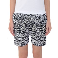 Vintage Black Swirls By Flipstylez Designs Women s Basketball Shorts by flipstylezfashionsLLC