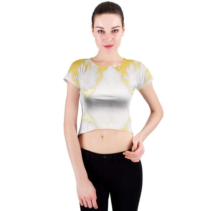 White marble pattern By FlipStylez Designs Crew Neck Crop Top