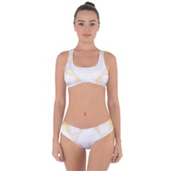 White Marble Pattern By Flipstylez Designs Criss Cross Bikini Set by flipstylezfashionsLLC