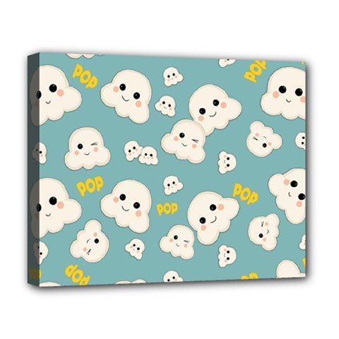 Cute Kawaii Popcorn Pattern Deluxe Canvas 20  X 16  (stretched) by Valentinaart