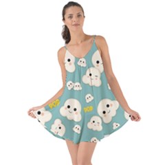 Cute Kawaii Popcorn Pattern Love The Sun Cover Up by Valentinaart