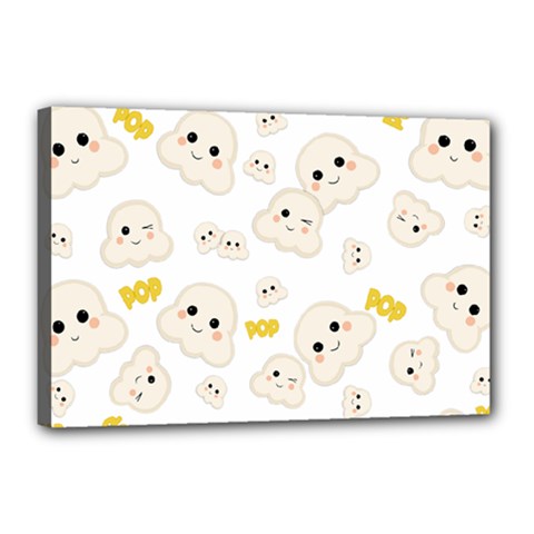 Cute Kawaii Popcorn Pattern Canvas 18  X 12  (stretched) by Valentinaart