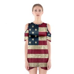 Vintage American Flag Shoulder Cutout One Piece Dress by Valentinaart