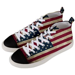 Vintage American Flag Men s Mid-top Canvas Sneakers