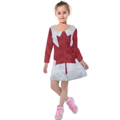 Canada Grunge Flag Kids  Long Sleeve Velvet Dress by Valentinaart