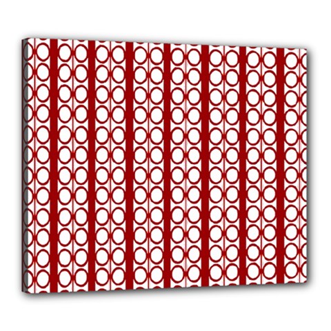 Circles Lines Red White Pattern Canvas 24  X 20  (stretched) by BrightVibesDesign