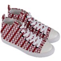 Circles Lines Red White Pattern Women s Mid-Top Canvas Sneakers View3