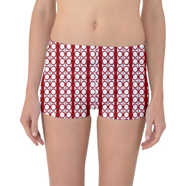 Circles Lines Red White Pattern Boyleg Bikini Bottoms