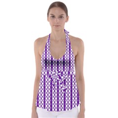 Circles Lines Purple White Modern Design Babydoll Tankini Top by BrightVibesDesign