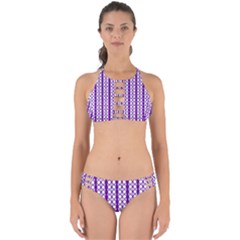 Circles Lines Purple White Modern Design Perfectly Cut Out Bikini Set by BrightVibesDesign