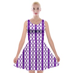 Circles Lines Purple White Modern Design Velvet Skater Dress by BrightVibesDesign