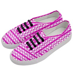 Circles Lines Bright Pink Modern Pattern Women s Classic Low Top Sneakers by BrightVibesDesign