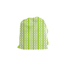 Circle Stripes Lime Green Modern Pattern Design Drawstring Pouch (small) by BrightVibesDesign