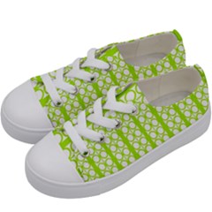 Circle Stripes Lime Green Modern Pattern Design Kids  Low Top Canvas Sneakers by BrightVibesDesign