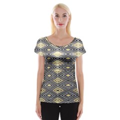 Gold Triangles And Black Pattern By Flipstylez Designs Cap Sleeve Top