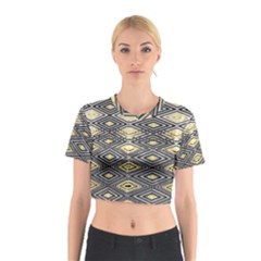 Gold Triangles And Black Pattern By Flipstylez Designs Cotton Crop Top