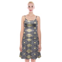 Gold Triangles And Black Pattern By Flipstylez Designs Spaghetti Strap Velvet Dress